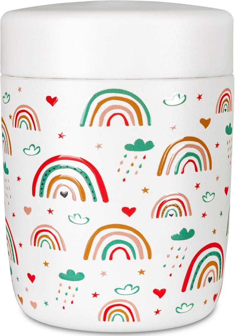 Charcy 9oz Stainless Steel Vacuum Insulated Kids Food Jar - Soup Thermo for Hot & Cold Food - White Rainbow - Image 1